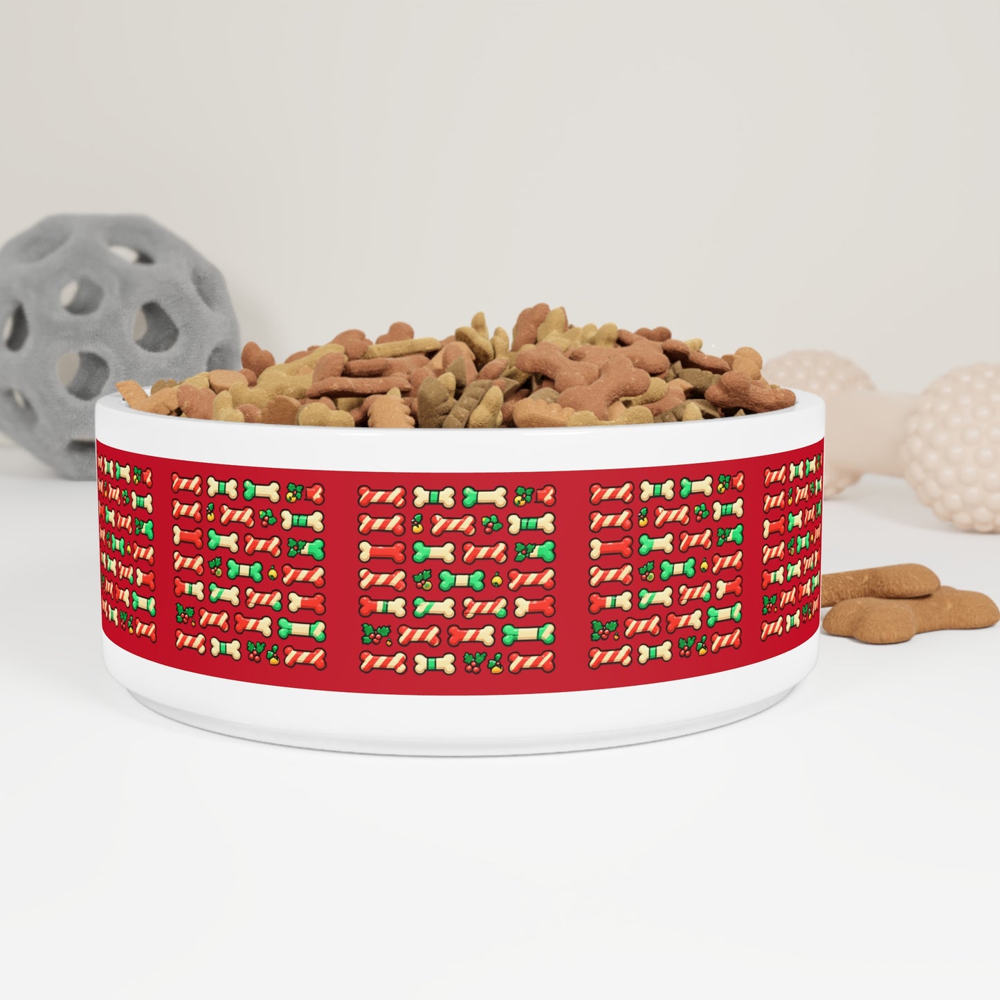 Festive Holiday Pet Bowl with Bones Design