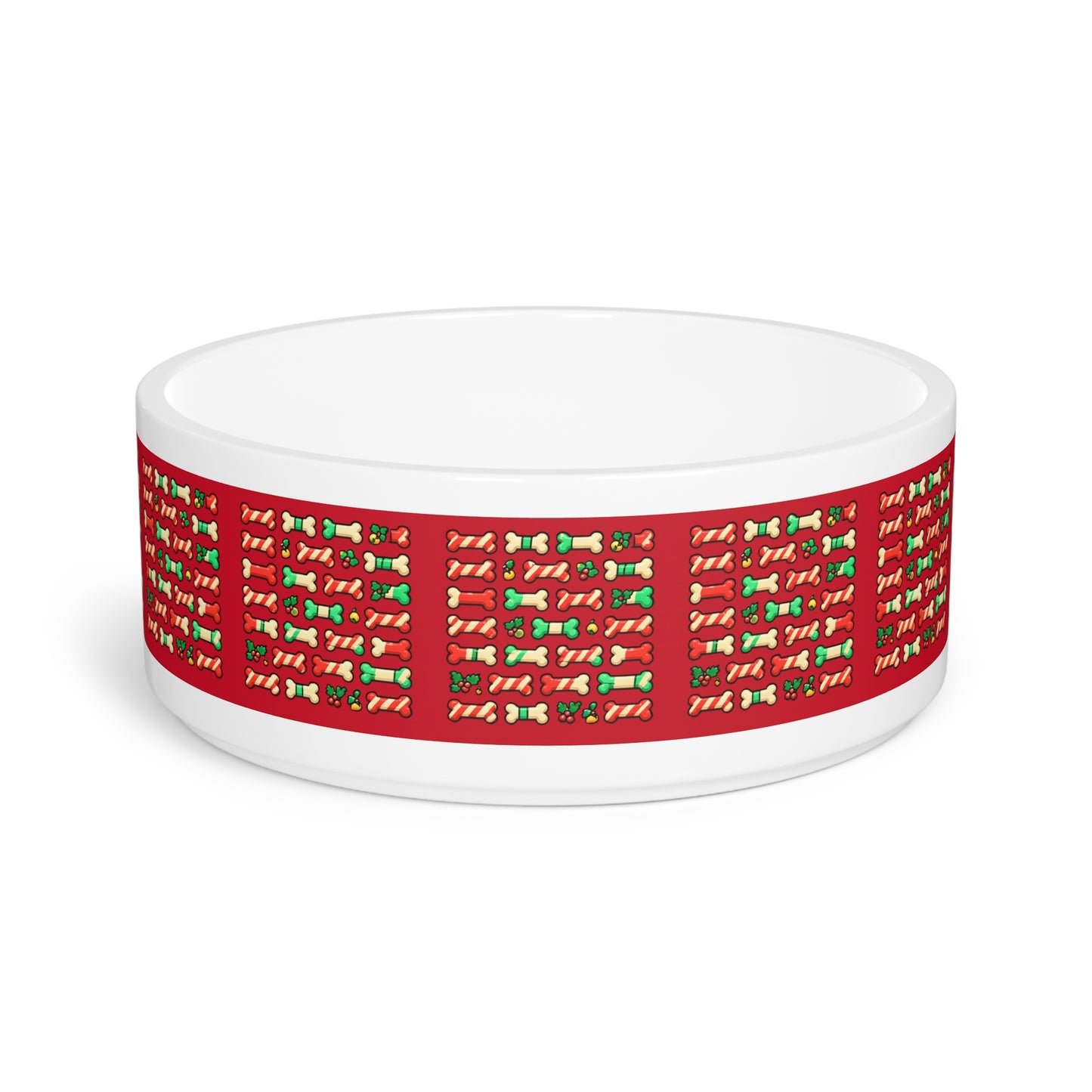 Festive Holiday Pet Bowl with Bones Design