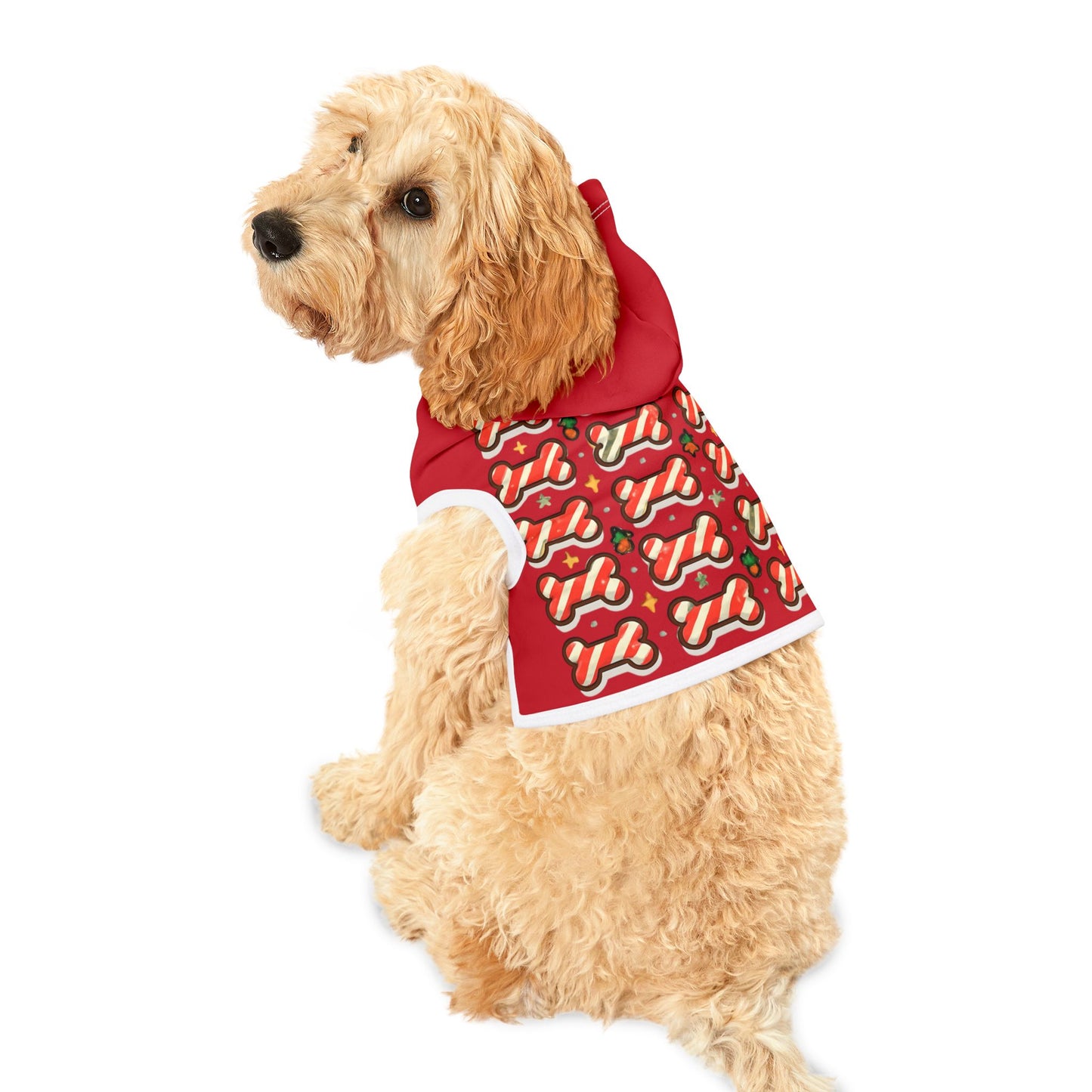 Festive Pet Hoodie with Cute Bone Print