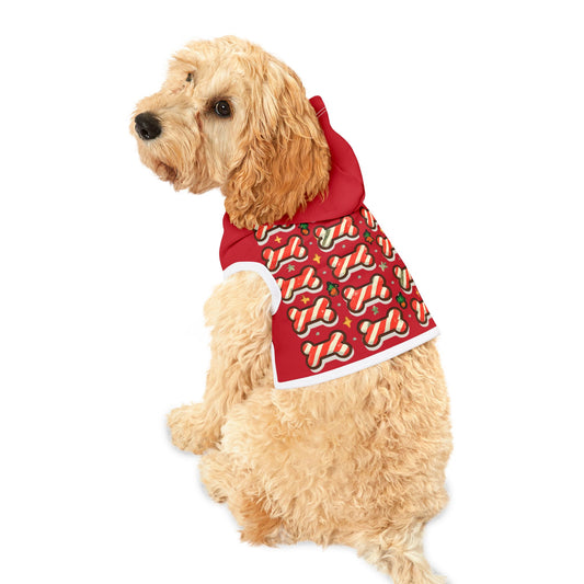 Festive Pet Hoodie with Cute Bone Print