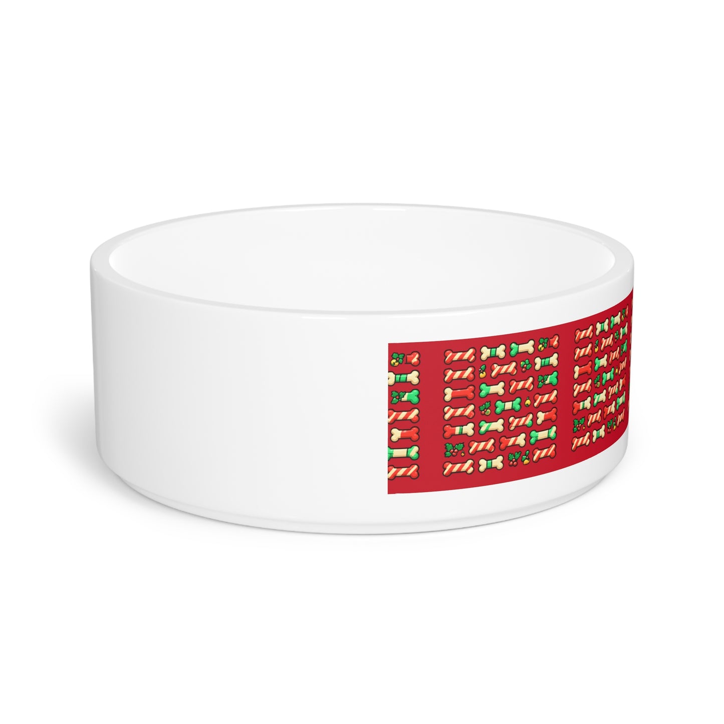 Festive Holiday Pet Bowl with Bones Design
