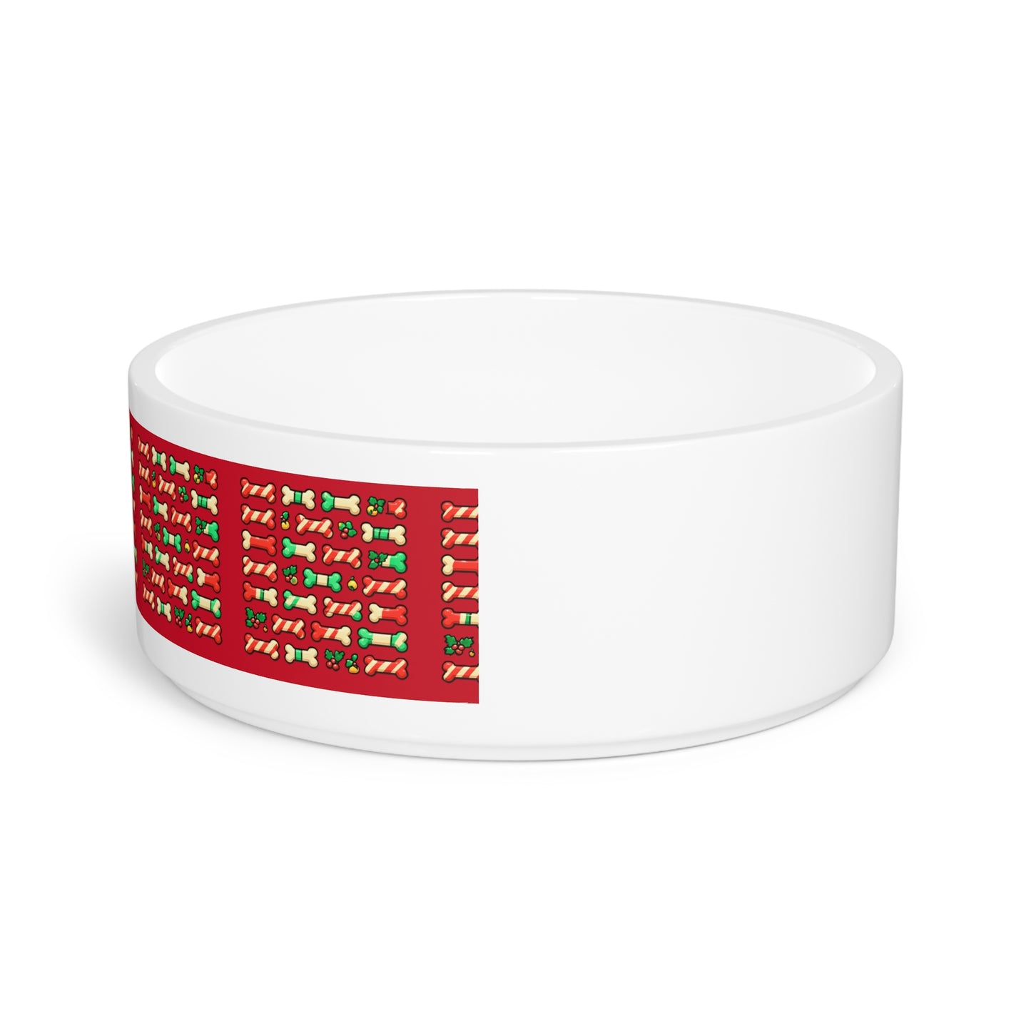 Festive Holiday Pet Bowl with Bones Design