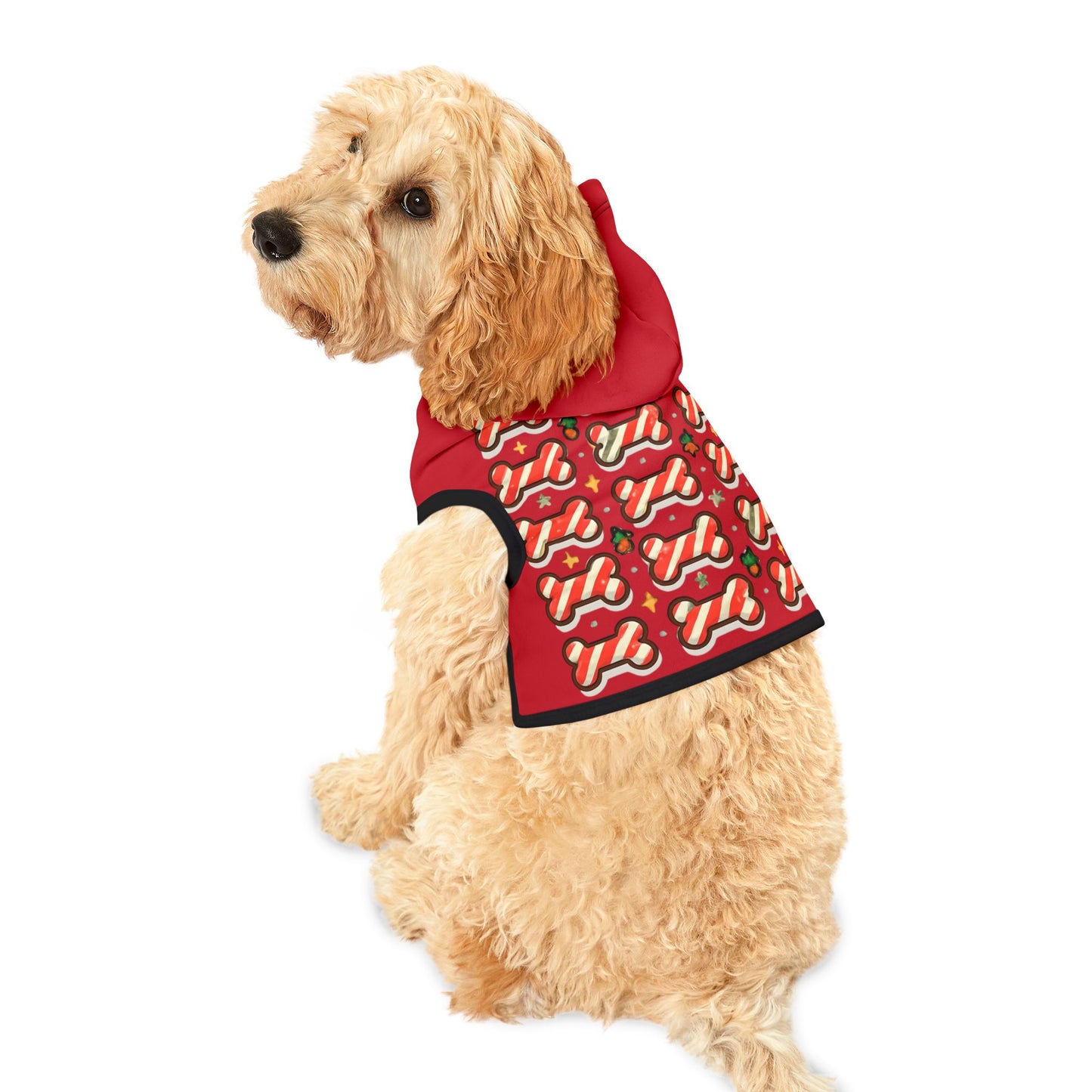 Festive Pet Hoodie with Cute Bone Print